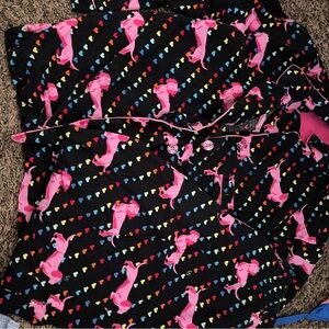 Victoria's Secret Black Pajama Set with Pink and Multicolor Hearts